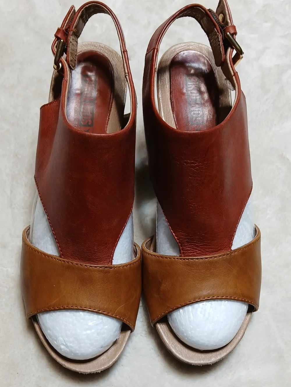 PIKOLINOS Two-Tone Brown and Tan Leather Slingback Sandals Size 38